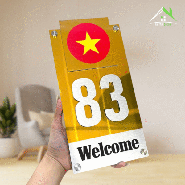 Biển Số Nhà Dáng Đứng Có Cờ Tổ Quốc | An Tâm Decor