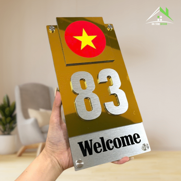 Biển Số Nhà Dáng Đứng Có Cờ Tổ Quốc | An Tâm Decor - Ảnh 2