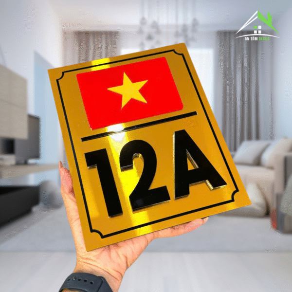 Biển Số Nhà Truyền Thống Vàng Đen Có Cờ | An Tâm Decor - Ảnh 4
