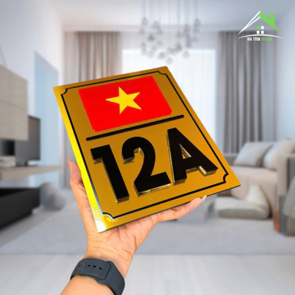 Biển Số Nhà Truyền Thống Vàng Đen Có Cờ | An Tâm Decor - Ảnh 3