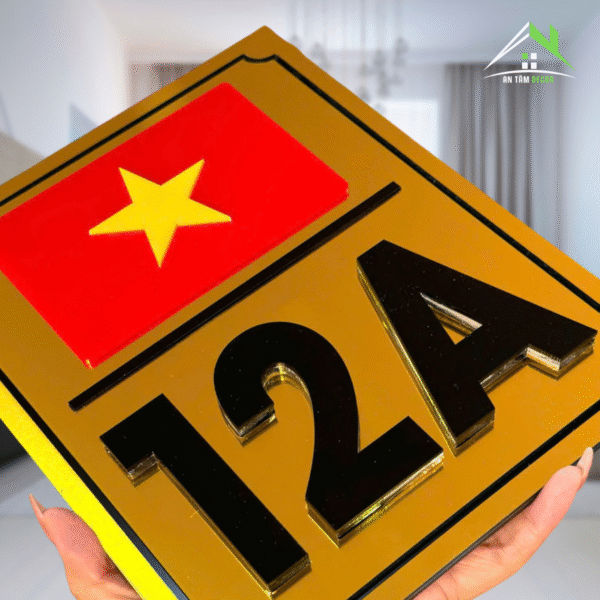 Biển Số Nhà Truyền Thống Vàng Đen Có Cờ | An Tâm Decor - Ảnh 5