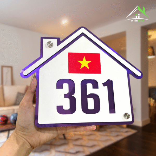Biển Số Nhà Hình Ngôi Nhà Có Cờ | An Tâm Decor