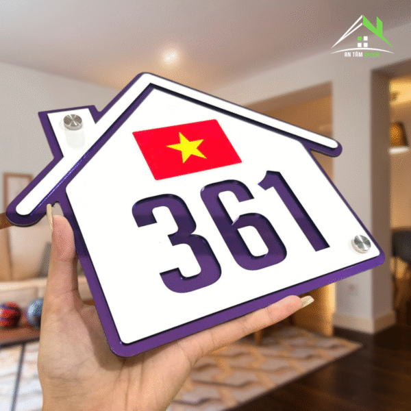 Biển Số Nhà Hình Ngôi Nhà Có Cờ | An Tâm Decor - Ảnh 3