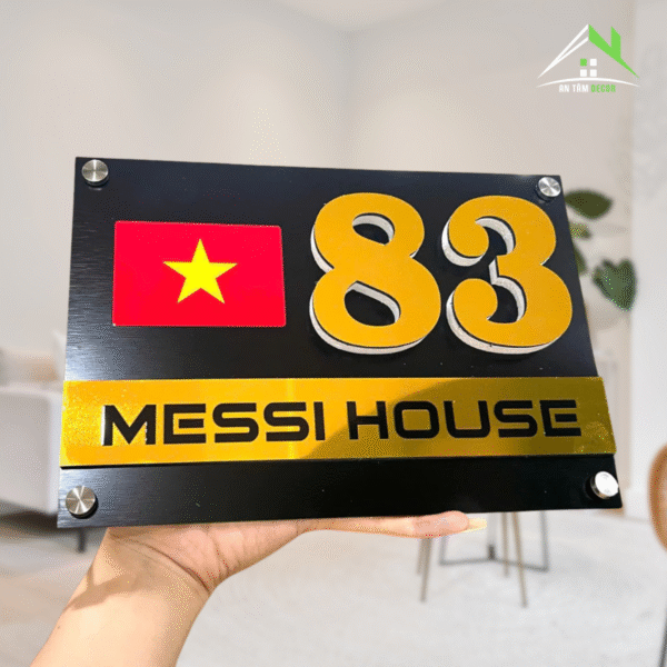 Biển Số Nhà Đen Vàng Có Tên Nhà | An Tâm Decor