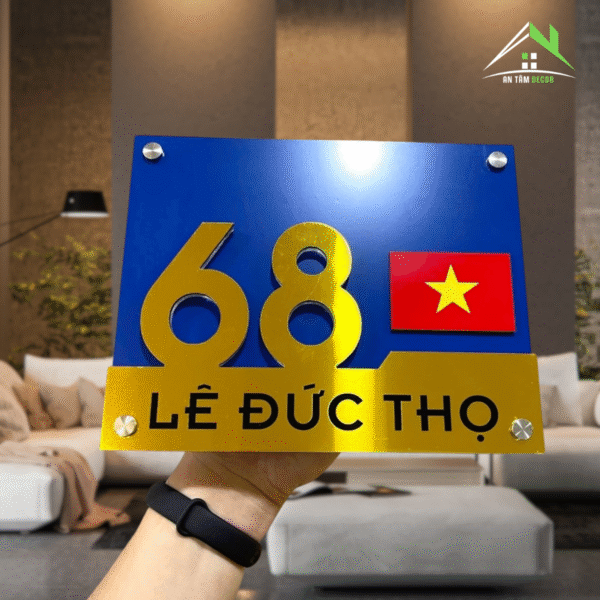 Biển Số Nhà Số Cỡ Lớn Nổi Vàng Gương | An Tâm Decor
