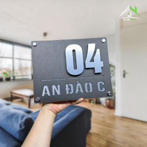 BIỂN SỐ NHÀ – CHẤT LIỆU ALCOREST + MICA GHI SẦN, SỐ NỔI 10MM NGOÀI TRỜI