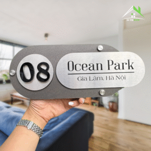 Biển Số Nhà Inox Xước Bạc Kết Hợp Mica Số Nổi – Thiết Kế Hiện Đại Cho Ocean Park