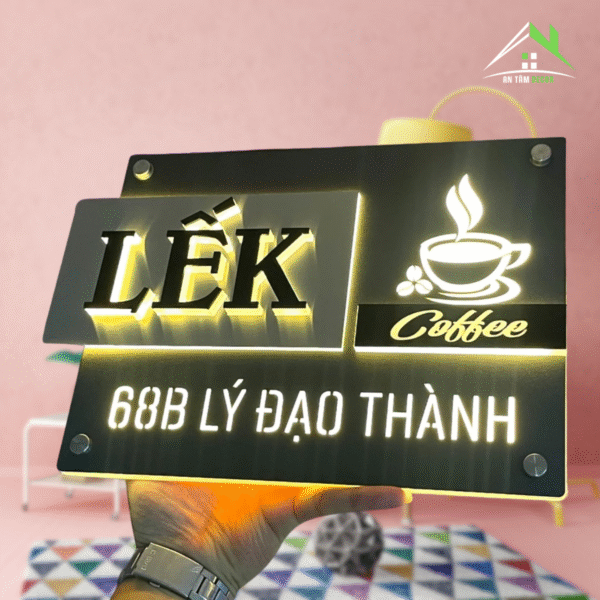 Biển Nhà Kết Hợp Kinh Doanh Cafe LED | An Tâm Decor
