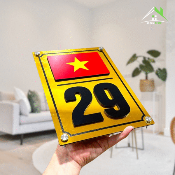 Biển Số Nhà Dọc Cờ VN Nổi 3D Alu Vàng | An Tâm Decor - Ảnh 5