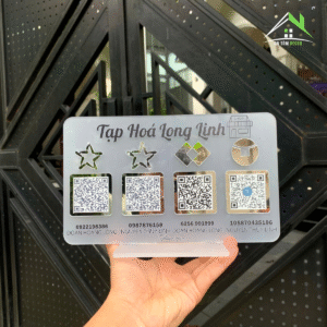 Bảng Mã QR Code Tạp Hoá Long Linh – Mica nhám, In UV Sắc Nét, Đế Đứng Tiện Lợi