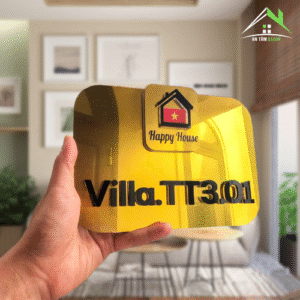 Biển Số Nhà – Mica Vàng Gương Cao Cấp | Happy House | An Tâm Decor