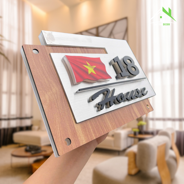 Biển Số Nhà Vân Gỗ Ghép INOX Có Đèn LED – An Tâm - Ảnh 2