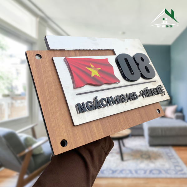 Biển Số Nhà Vân Gỗ Ghép INOX Có Đèn LED – An Tâm - Ảnh 17