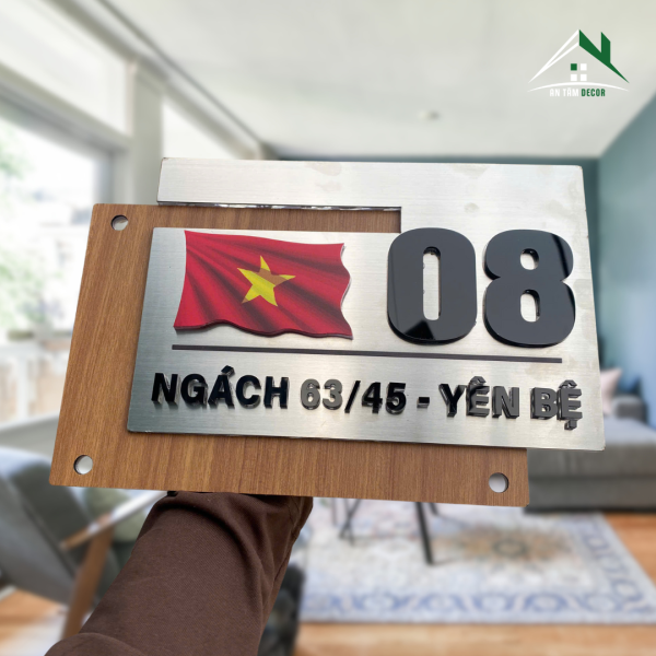 Biển Số Nhà Vân Gỗ Ghép INOX Có Đèn LED – An Tâm - Ảnh 18