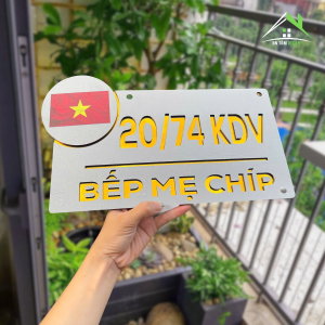 Biển Số Nhà Inox Xước Bạc, Cờ Việt Nam In UV | Thiết Kế Hiện Đại, Sang Trọng