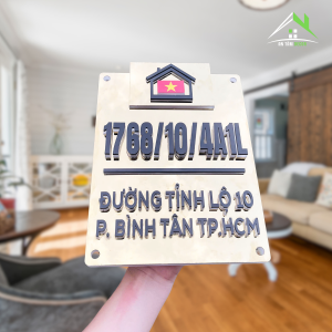 Biển Số Nhà Inox Gương Vàng – Chữ Số Mica In Nổi | Sang Trọng & Bền Đẹp