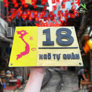 Biển Số Nhà Inox Vàng Gương – Bản Đồ Việt Nam Nổi Bật | Thiết Kế Hiện Đại, Ý Nghĩa