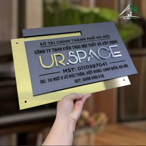 Biển Tên Công Ty Inox Xước Vàng Kết Hợp Alu Sần – Chữ 3D Nổi Cao Cấp