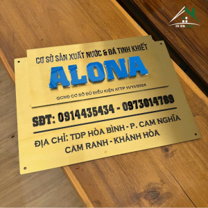 Biển Tên Cơ Sở Sản Xuất Inox Xước Vàng Chữ Nổi 3D – Biển Pháp Lý Sang Trọng, Bền Đẹp