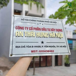 Biển Công Ty INOX Chữ Vàng Gương — Trang Trọng | An Tâm Decor