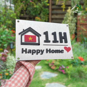 Biển Số Nhà Inox – Có Logo Cờ Tổ Quốc, Chống Gỉ, Bền Đẹp Ngoài Trời