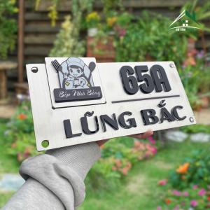 Biển Số Nhà Inox Xước Bạc Kết Hợp Alu Sần – Chữ Nổi 3D Hiện Đại, Bền Đẹp