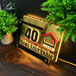 Biển Số Nhà Inox Xước Vàng – Chữ 3D Nổi Kết Hợp Đèn Led – Thiết Kế Hiện Đại Sang Trọng