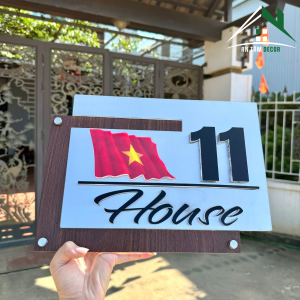 Biển Số Nhà House Rustic Vân Gỗ Cờ VN | An Tâm Decor